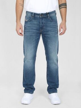 DIESEL Men's Straight Jeans in Mid Blue Wash